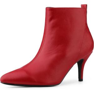 imageAllegra K Womens Pointed Toe Side Zipper Stiletto Heels Ankle BootsRed