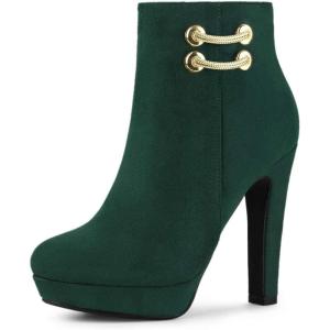 imageAllegra K Womens Round Toe Chunky High Heel Platform Ankle BootsGreen