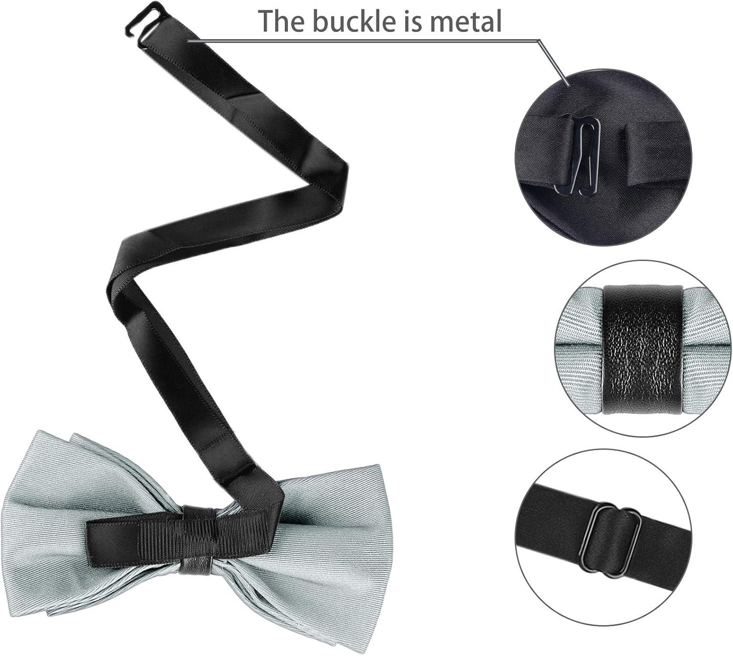 imageAllegra K Mens Bow Ties Solid Layered Adjustable Straps PreTied Bowties for FormalSilver Gray