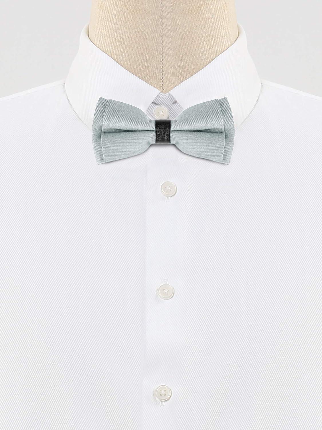 imageAllegra K Mens Bow Ties Solid Layered Adjustable Straps PreTied Bowties for FormalSilver Gray