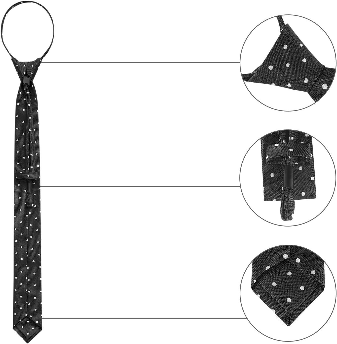 imageAllegra K Mens Polka Dots Adjustable Skinny Tie Neck Zipper Ties for Formal Casual One Size Black