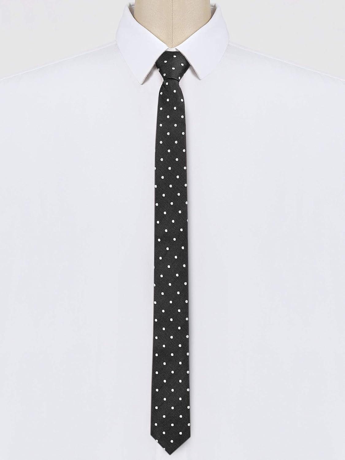 imageAllegra K Mens Polka Dots Adjustable Skinny Tie Neck Zipper Ties for Formal Casual One Size Black