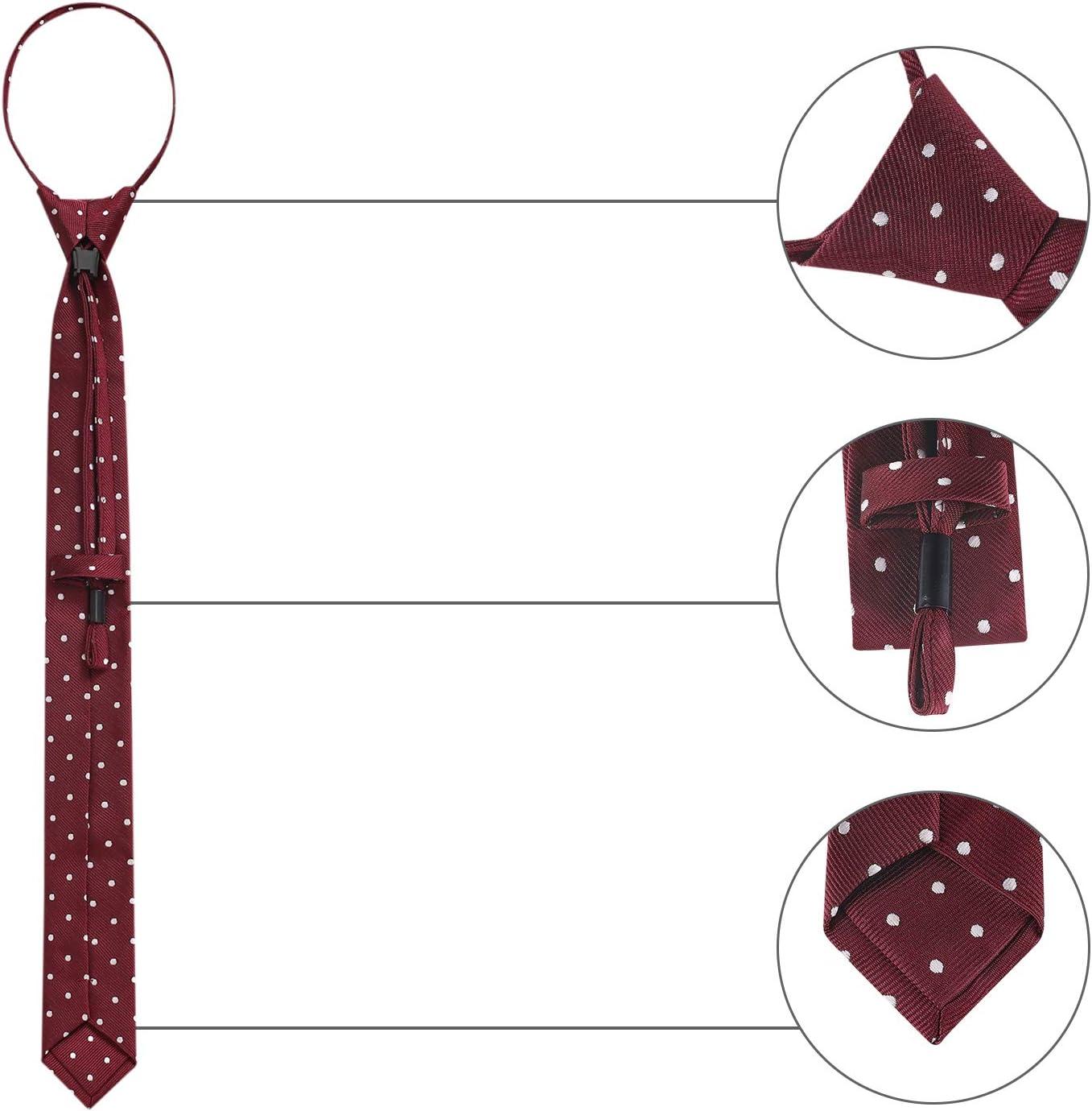 imageAllegra K Mens Polka Dots Adjustable Skinny Tie Neck Zipper Ties for Formal Casual One Size Wine Red