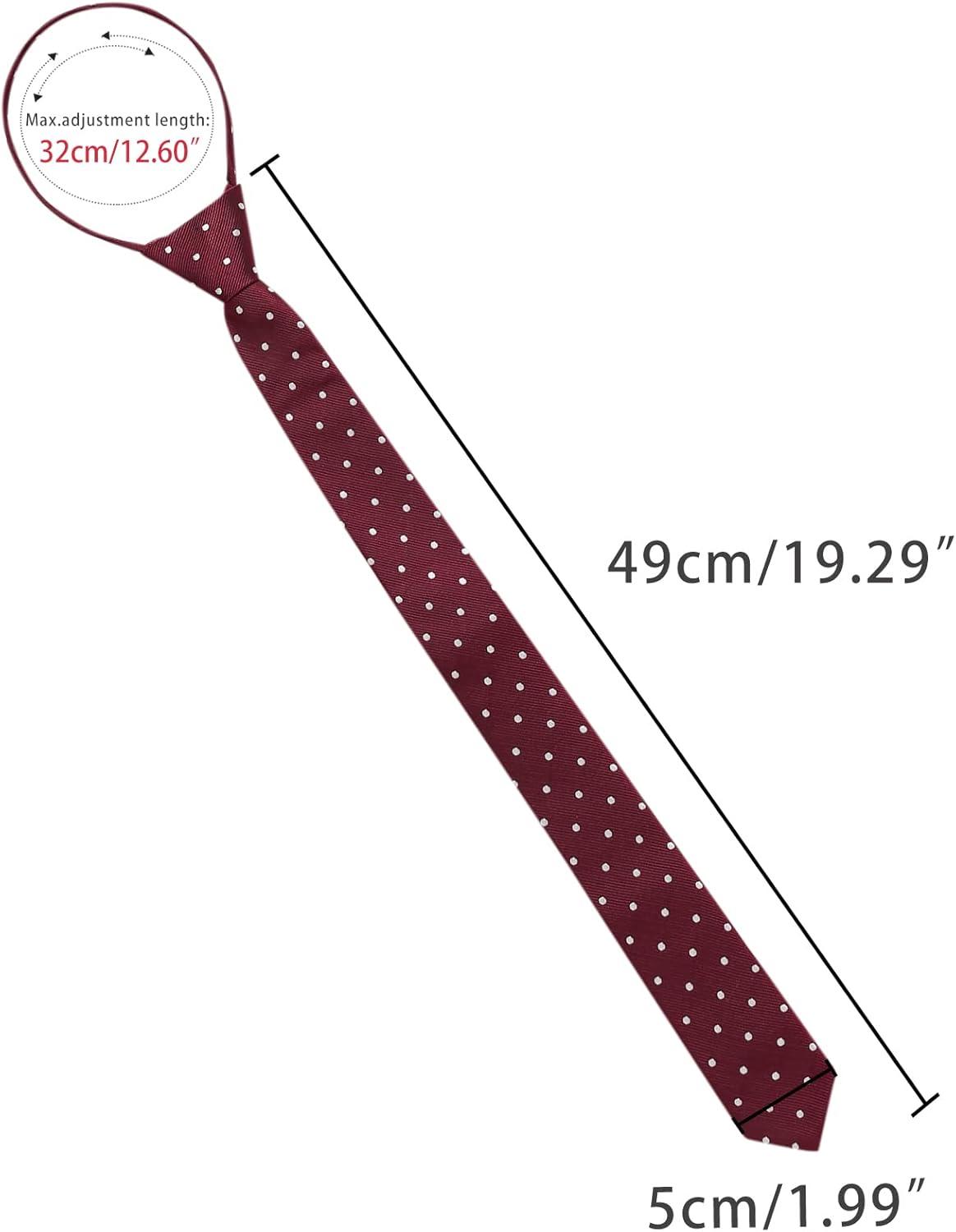 imageAllegra K Mens Polka Dots Adjustable Skinny Tie Neck Zipper Ties for Formal Casual One Size Wine Red