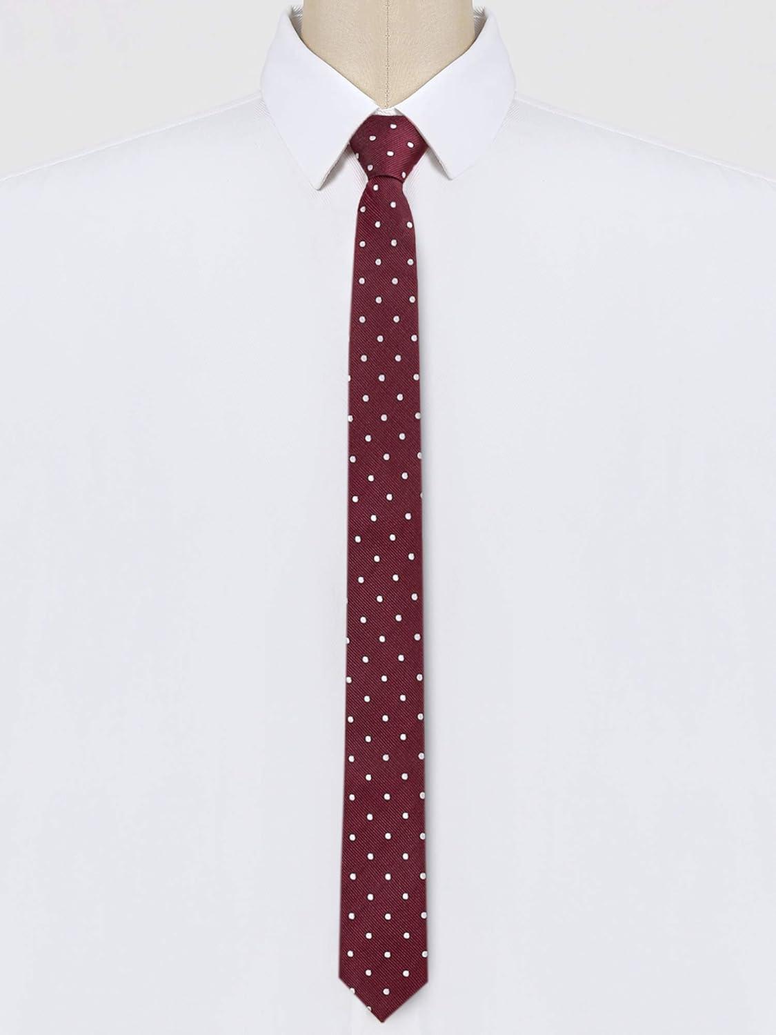 imageAllegra K Mens Polka Dots Adjustable Skinny Tie Neck Zipper Ties for Formal Casual One Size Wine Red