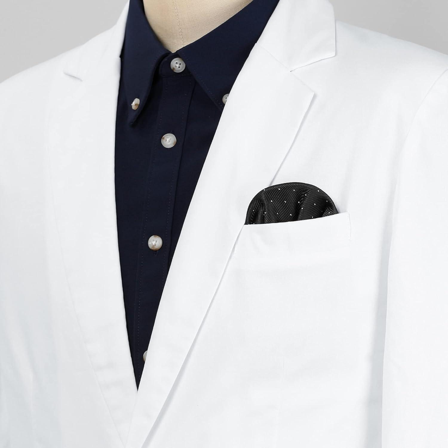 imageAllegra K Prefolded Pocket Squares for Men Polka Dots Round Shaped Suit HandkerchiefBlack