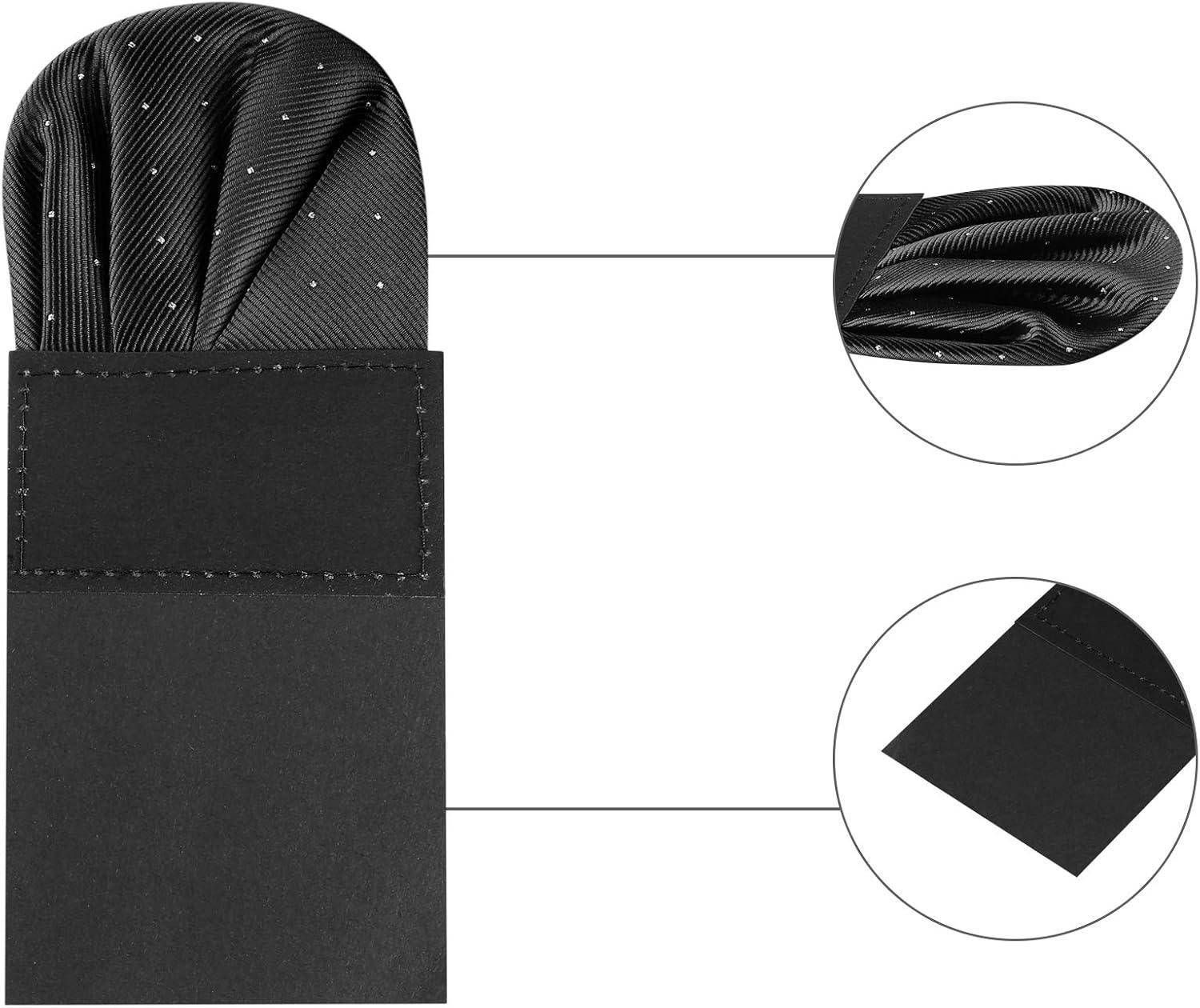 imageAllegra K Prefolded Pocket Squares for Men Polka Dots Round Shaped Suit HandkerchiefBlack