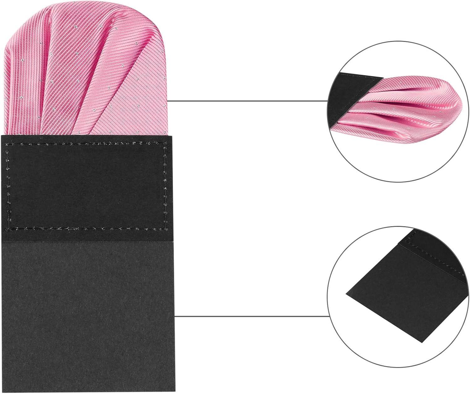 imageAllegra K Prefolded Pocket Squares for Men Polka Dots Round Shaped Suit HandkerchiefPink