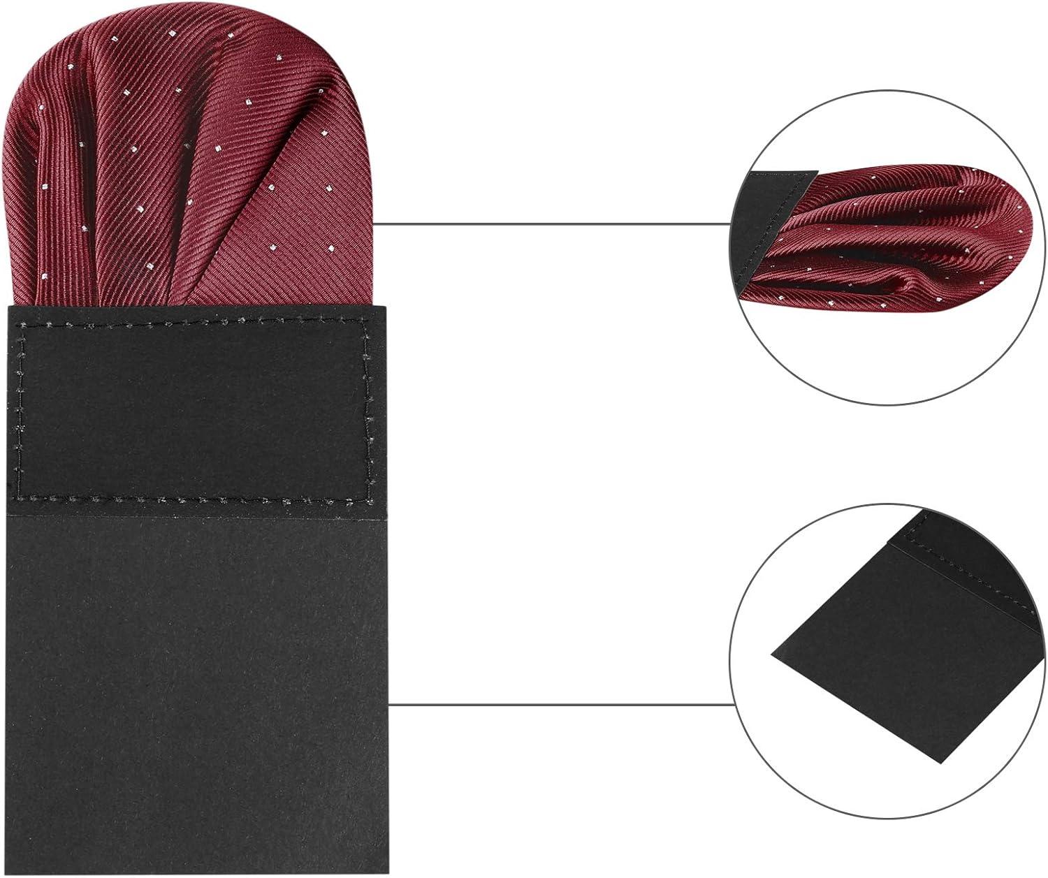 imageAllegra K Prefolded Pocket Squares for Men Polka Dots Round Shaped Suit HandkerchiefWine Red