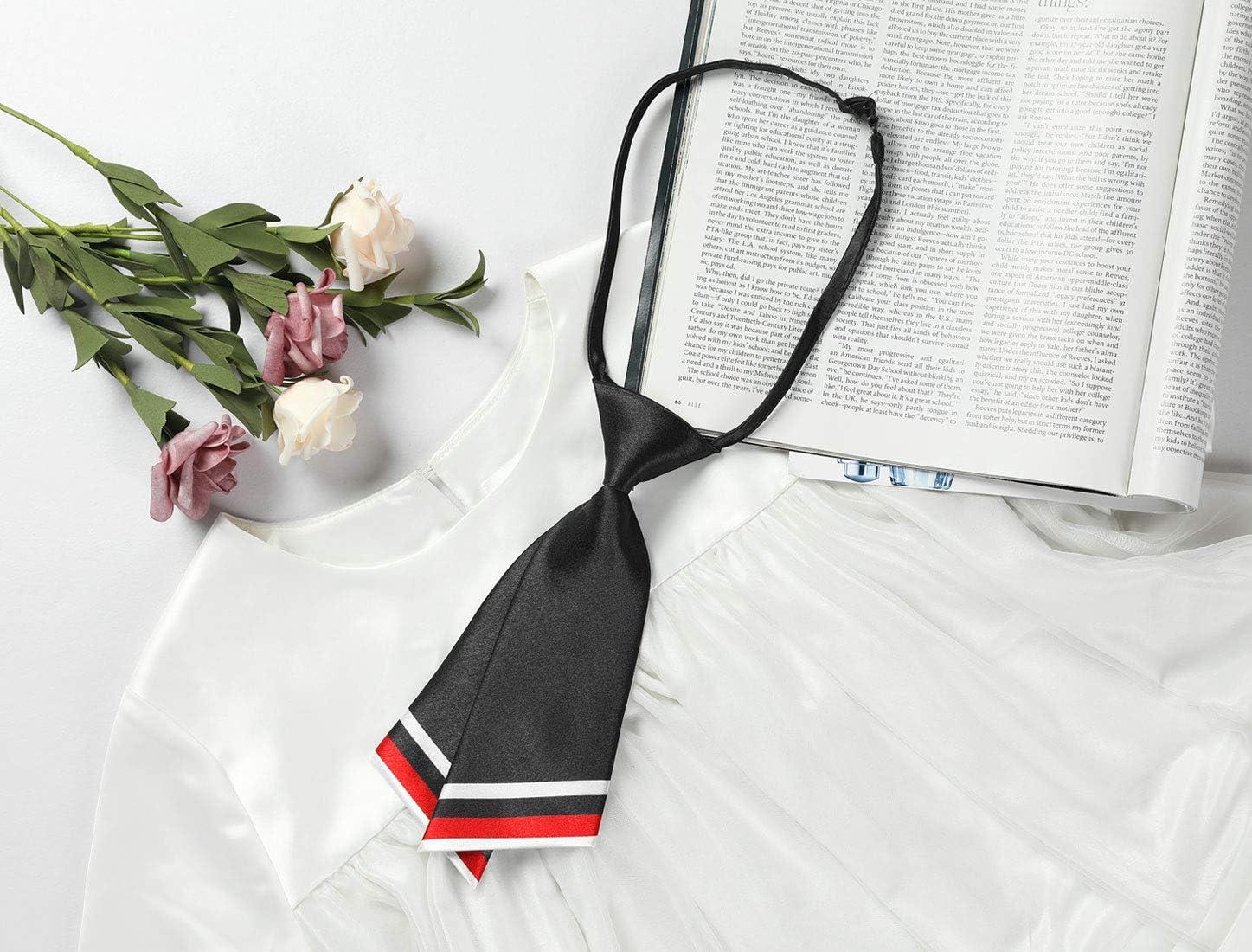 imageAllegra K Pretied Bowtie for Women Uniform Necktie Adjustable Strap Striped One Size Black