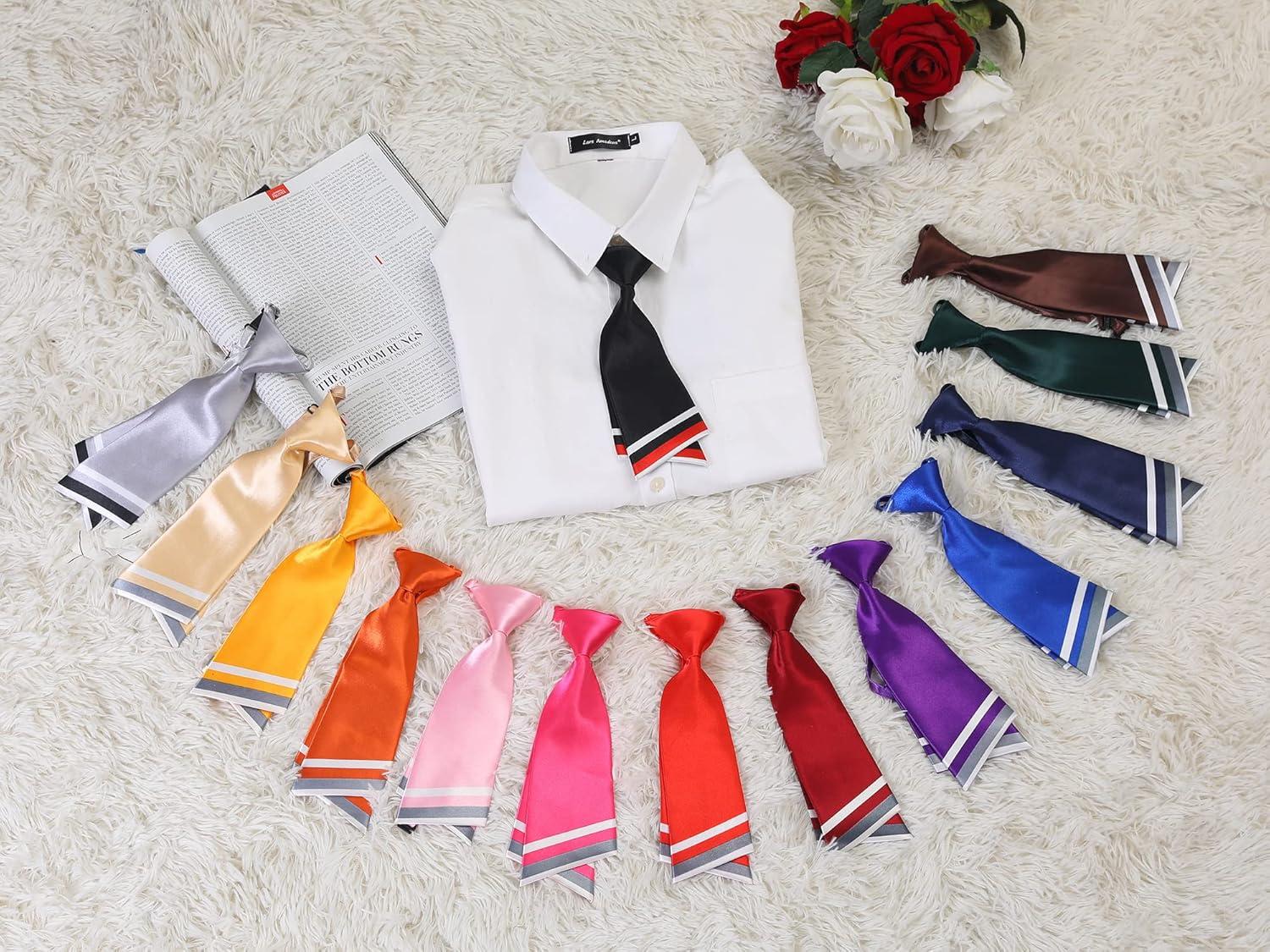 imageAllegra K Pretied Bowtie for Women Uniform Necktie Adjustable Strap Striped One Size Deep Green