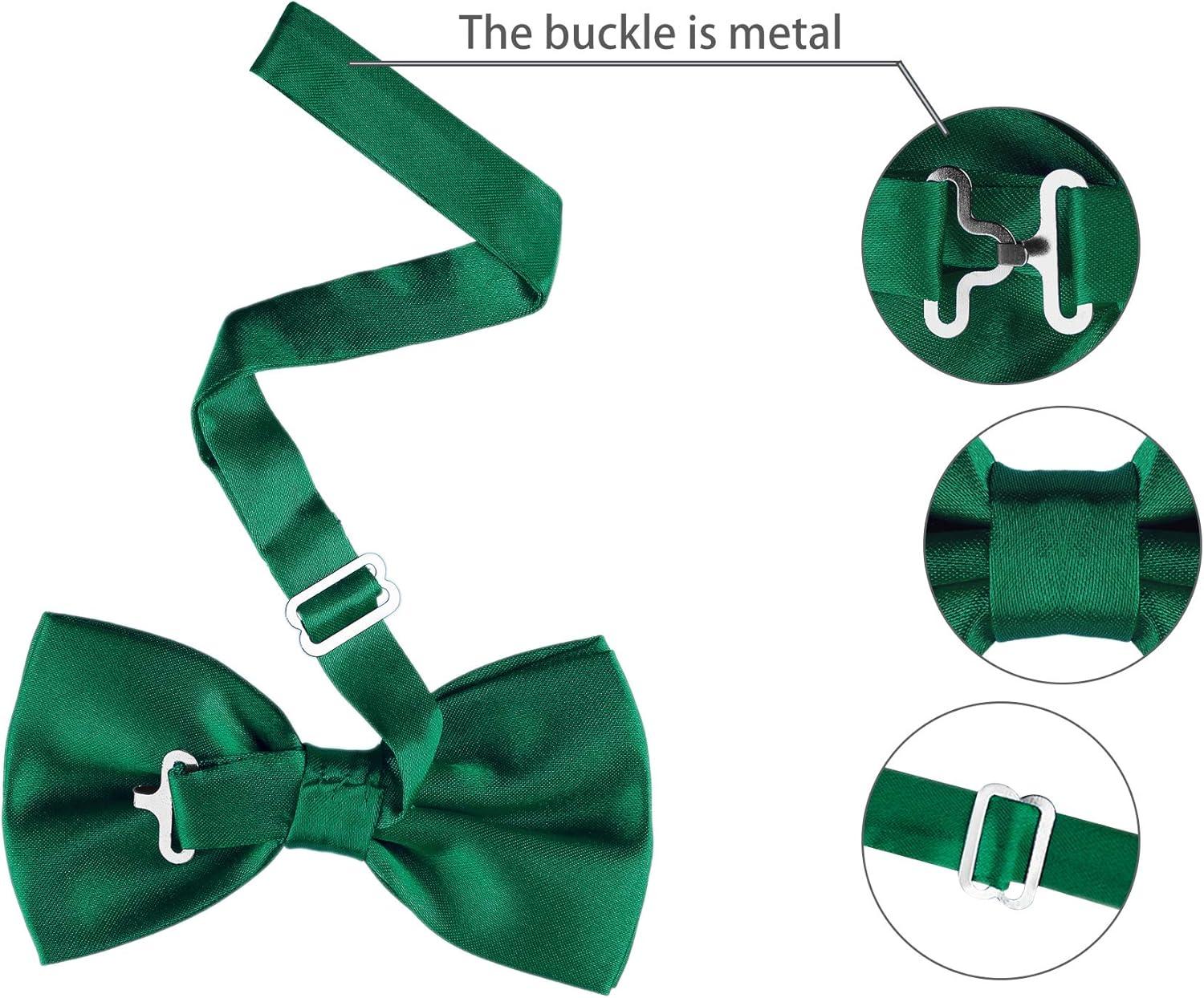 imageAllegra K Pretied Solid Adjustable Bowtie Classic Tuxedo Wedding Bow Ties for Men One Size Dark Green