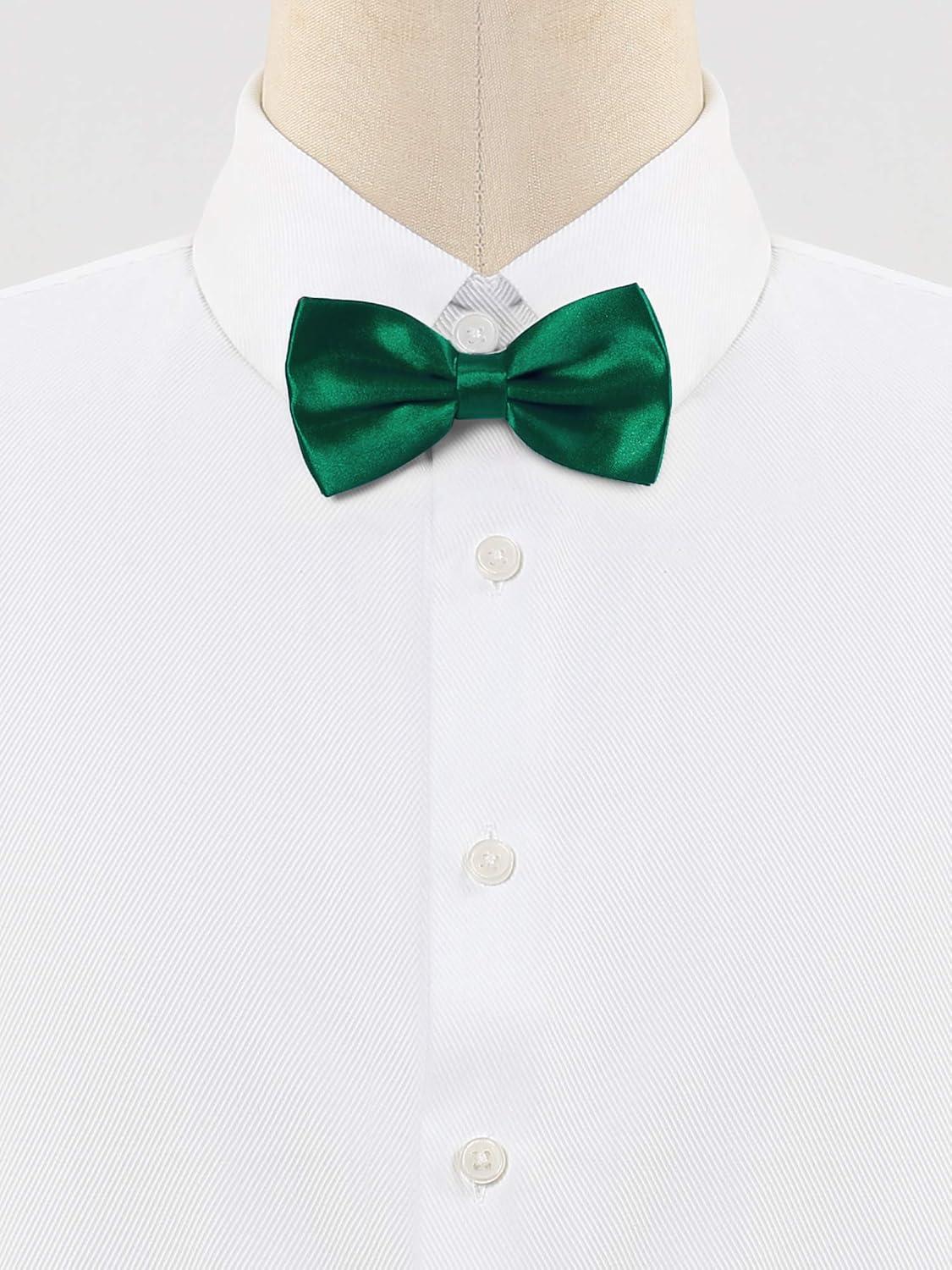 imageAllegra K Pretied Solid Adjustable Bowtie Classic Tuxedo Wedding Bow Ties for Men One Size Dark Green