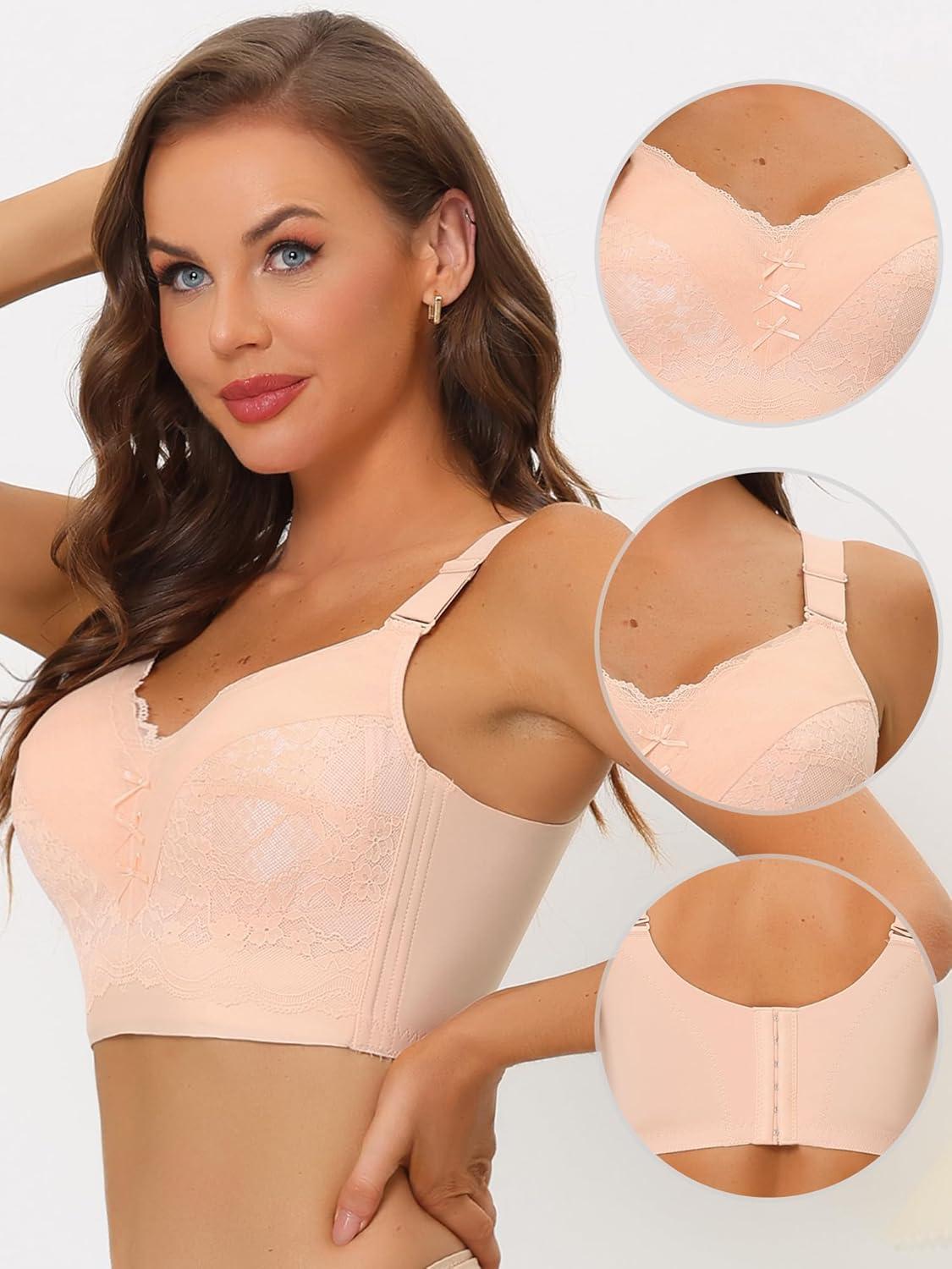 imageAllegra K Womens Full Coverage Bra Wide Straps Longline Hem Wirefree Bralett