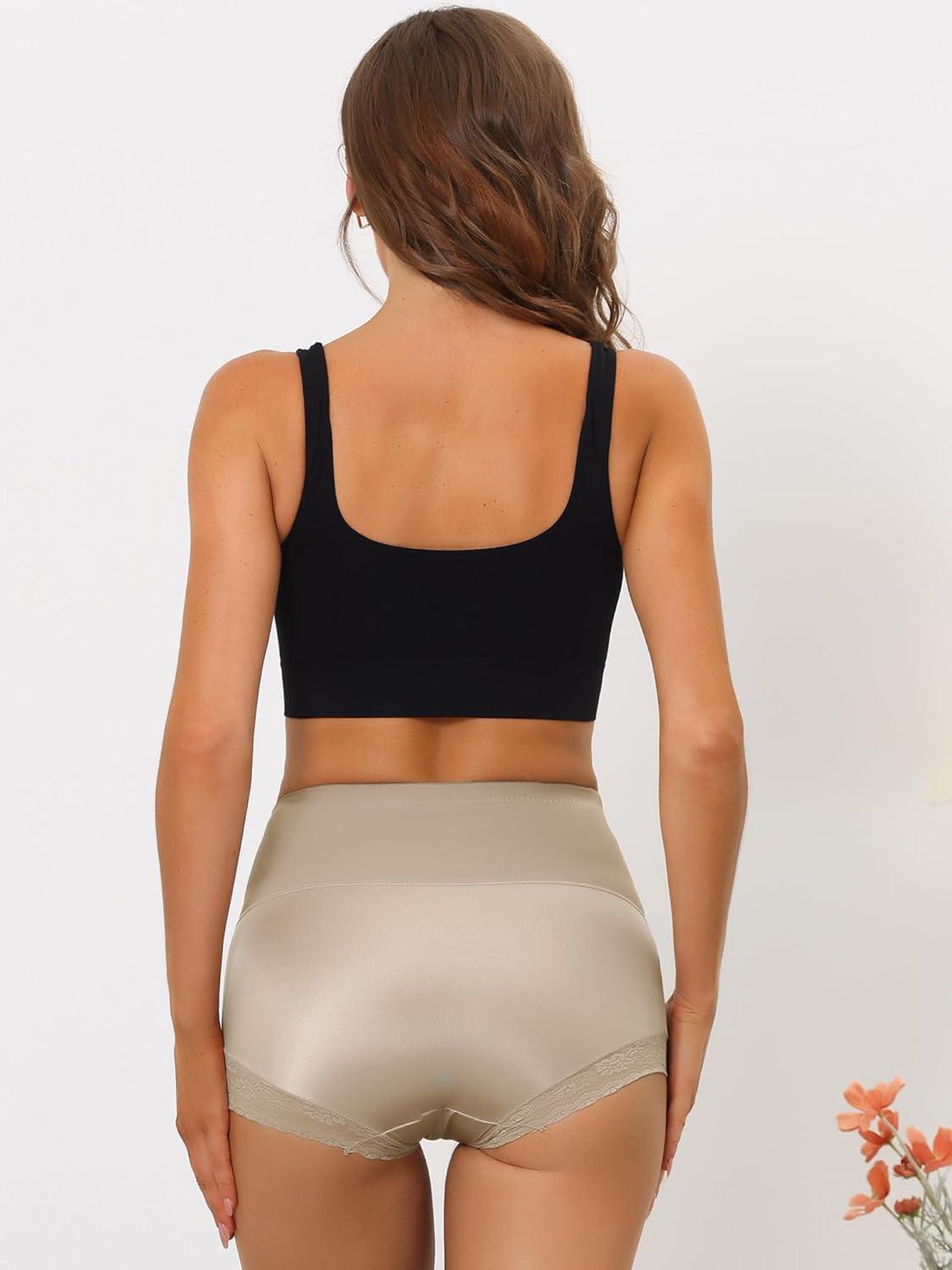 imageAllegra K Womens High Waisted Lace Brief Shapewear Butt Lifter Tummy Control Panties BodyshaperLight Brown