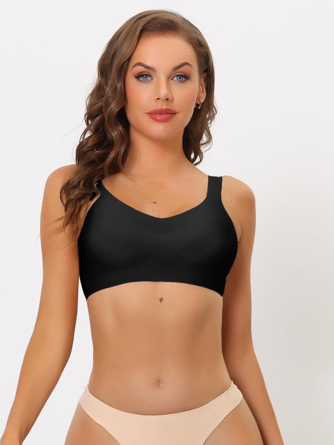 imageAllegra K Womens Minimizers Bras No Show Smooth Comfort Adjustable Wide Straps Wireless Battles