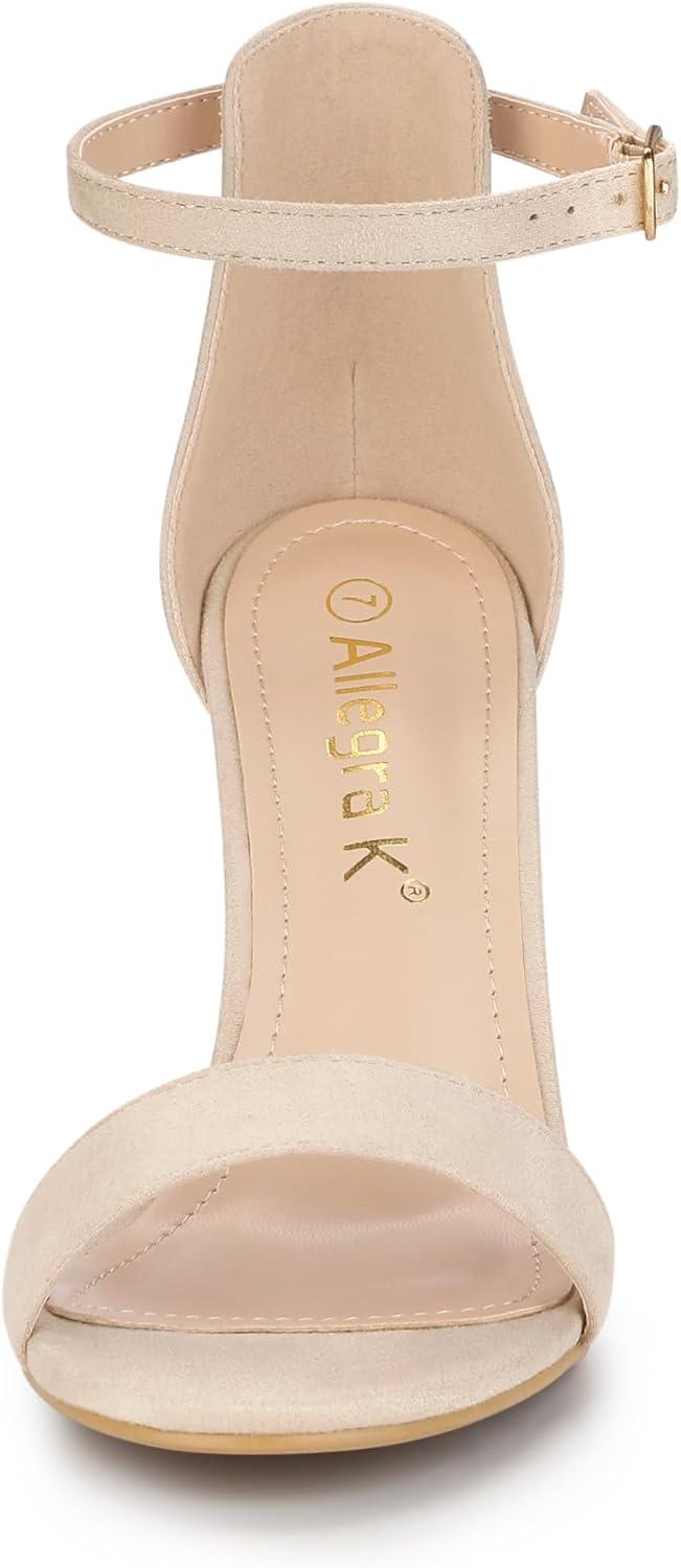 imageAllegra K Womens Suede Ankle Strap High Stiletto Heels Beige Sandals  10 M US