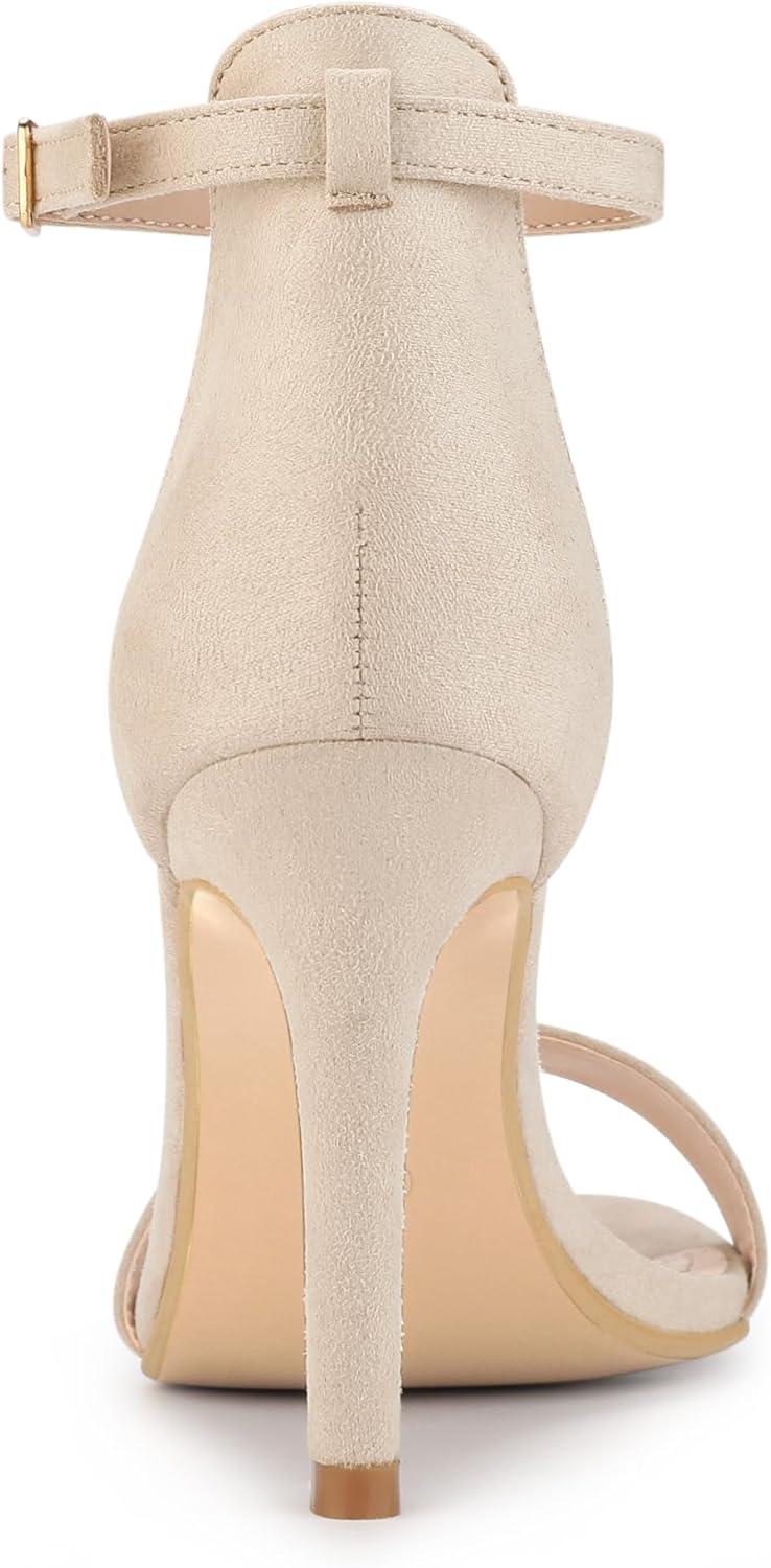 imageAllegra K Womens Suede Ankle Strap High Stiletto Heels Beige Sandals  10 M US