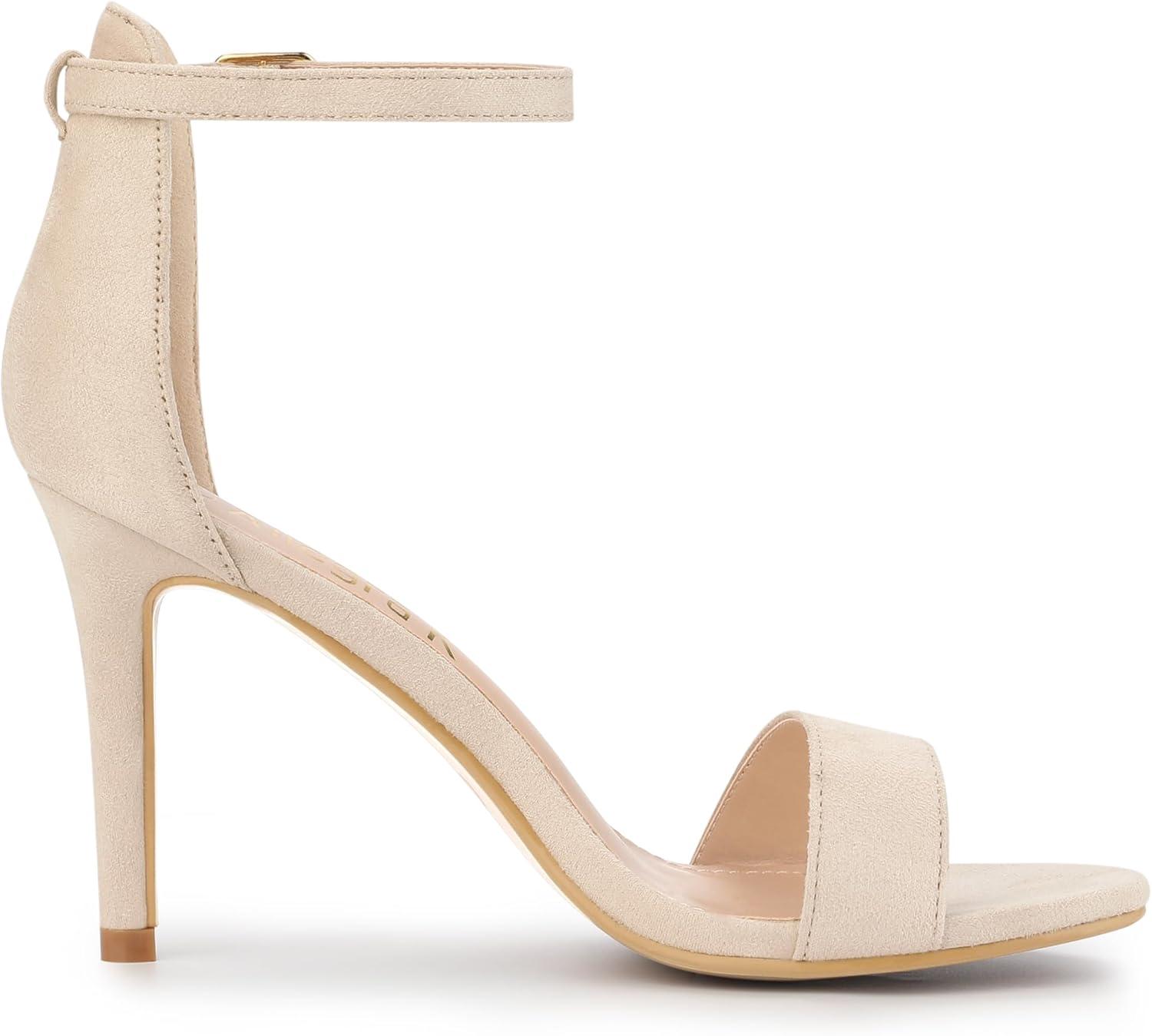 imageAllegra K Womens Suede Ankle Strap High Stiletto Heels Beige Sandals  10 M US