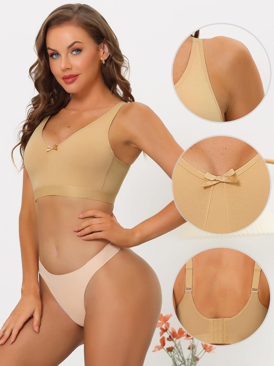 imageAllegra K Womens Wirefree Padded Bra Adjustable Straps Full Coverage Push Up Bralette