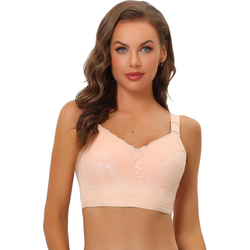 imageAllegra K Womens Full Coverage Bra Wide Straps Longline Hem Wirefree Bralett