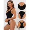 imageAllegra K Womens Deep V Neck Leotard Bodysuit Tummy Control Waist Trainer Shapewear Thong Full Body ShaperBlack