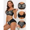 imageAllegra K Womens Lace Bra Sets Minimizer Adjustable Wide Straps Full Coverage Wirefree Bra and Panty
