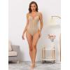 imageAllegra K Womens Mesh Jumpsuit Top Bodysuit Tummy Control Sculpting Body Shaper Shapewear Thong with Adjustable StrapsBeige