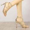 imageAllegra K Womens Open Toe Strappy Straps Stiletto Heel Gold Sandals 10 M US