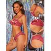 imageAllegra K Womens Push Up Lingerie Set Adjustable Straps Padded Floral Lace Underwired Bras and PantiesRed Floral