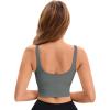 imageAllegra K Womens Sports Bra Workout Fitness Longline Wireless Padded Yoga Tank Tops with Medium SupportBlue