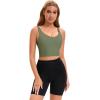 imageAllegra K Womens Sports Bra Workout Fitness Longline Wireless Padded Yoga Tank Tops with Medium SupportGreen