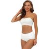 imageAllegra K Womens Bandeau Bra Set Removable Straps Wirefree NonSlip Top Front Buckles Strapless Bra and PantyWhite
