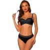imageAllegra K Womens Lace Balconette Bra and Panty Set Underwire Bras Padded Two Piece Lingerie