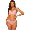 imageAllegra K Womens Lace Bra and Panty Set Padded Full Coverage Underwire Bras Two Piece LingeriePink