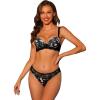 imageAllegra K Womens Push Up Lingerie Set Adjustable Straps Padded Floral Lace Underwired Bras and PantiesBlack Floral