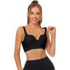 imageAllegra K Womens Sports Bra Medium Impact Workout Wireless Padded Deep V Neck Fitness Bras
