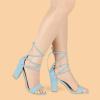 imageAllegra K Womens Lace Up Strappy Heels Sky Blue Chunky High Heels Sandal 95 M US