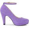 imageAllegra K Womens Round Toe Stiletto Heels Ankle Strap Purple Pumps 6 M US