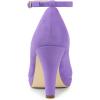 imageAllegra K Womens Round Toe Stiletto Heels Ankle Strap Purple Pumps 6 M US