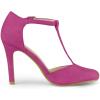 imageAllegra K Womens Rounded Toe Stiletto Heel TStrap Dress PumpsHot Pink