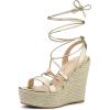 imageAllegra K Womens Espadrilles Platform Wedges Heel Lace Up SandalsGold