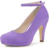 imageAllegra K Womens Round Toe Stiletto Heels Ankle Strap Purple Pumps 6 M US