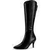 imageAllegra K Womens Pointed Toe Stiletto Heel Knee High BootsBlack