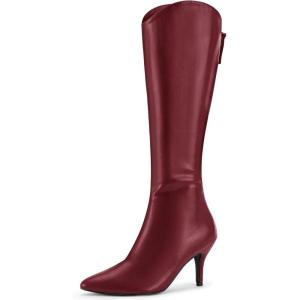 imageAllegra K Womens Pointed Toe Stiletto Heel Knee High BootsBurgundy