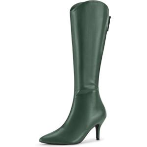 imageAllegra K Womens Pointed Toe Stiletto Heel Knee High BootsDark Green