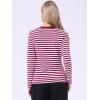 imageAllegra K Striped t Shirts for Women Long Sleeve Tops Crew Neck Fitted Tees Casual Trendy OutfitsDeep Red Stripe