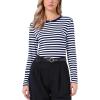 imageAllegra K Striped t Shirts for Women Long Sleeve Tops Crew Neck Fitted Tees Casual Trendy OutfitsNavy Blue Stripe