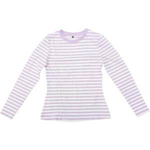 imageAllegra K Striped t Shirts for Women Long Sleeve Tops Crew Neck Fitted Tees Casual Trendy OutfitsLight Purple Stripe