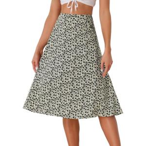 imageAllegra K Womens Floral Skirt ALine Midi Skirt Chiffon Elegant 2025 Fall Skirts with PocketsApricot Black